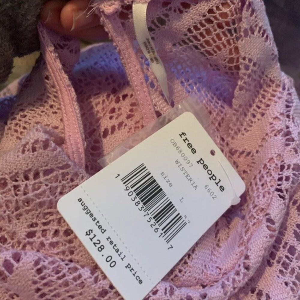 Free People Lilac Lace Ruffle Mini Dress - Picture 4 of 7